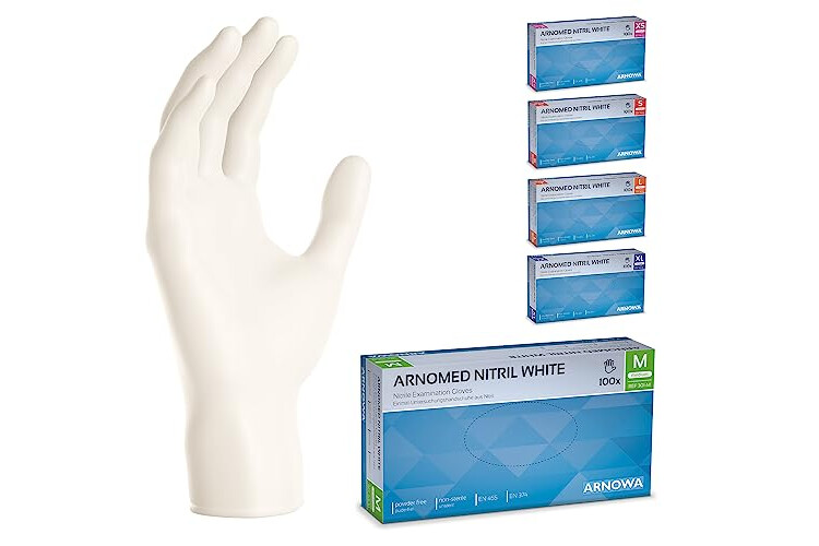 ARNOMED Guantes nitrilo talla L, guantes de nitrilo azules, caja guantes  nitrilo 100 unidades, guantes nitrilo desechables para mecanico, guantes de